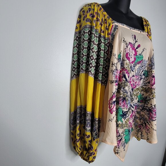 Free People Positano Shirt Size Small Womens Floral Lightweight Boho Top Yellow - Picture 6 of 8
